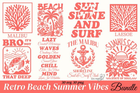 Download Retro Beach Summer Vibes SVG PNG Bundle - Beach Collection